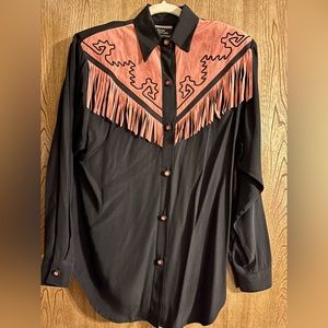Black and Brown Western Shirt by Karen McCarty. Size Medium. New with Tags.